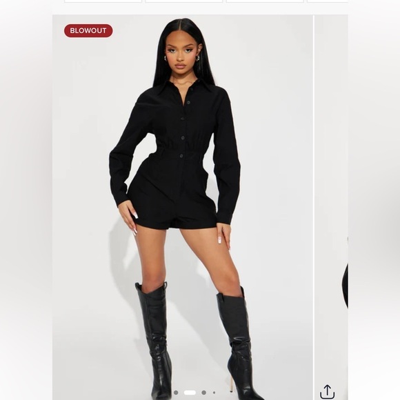 Fashion Nova Pants - Fashion Nova Always My Way Long Sleeve Romper in Black. Small. NWT.